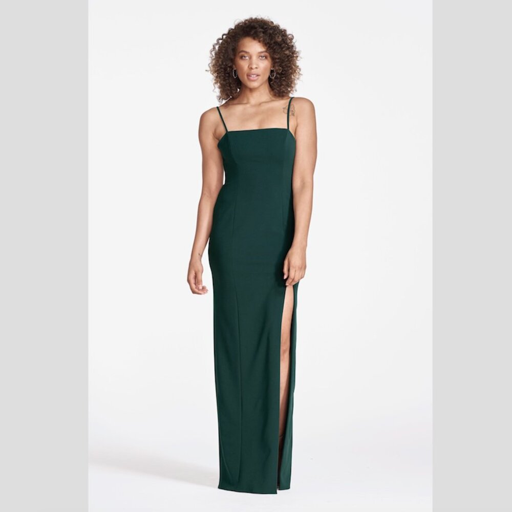 Watters Meredith Crepe Gown in Evergreen s. 12
